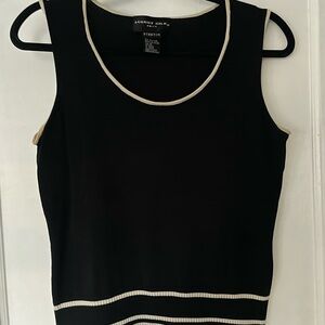 Vintage August Silk Black Ribbed Fitted Tank Top